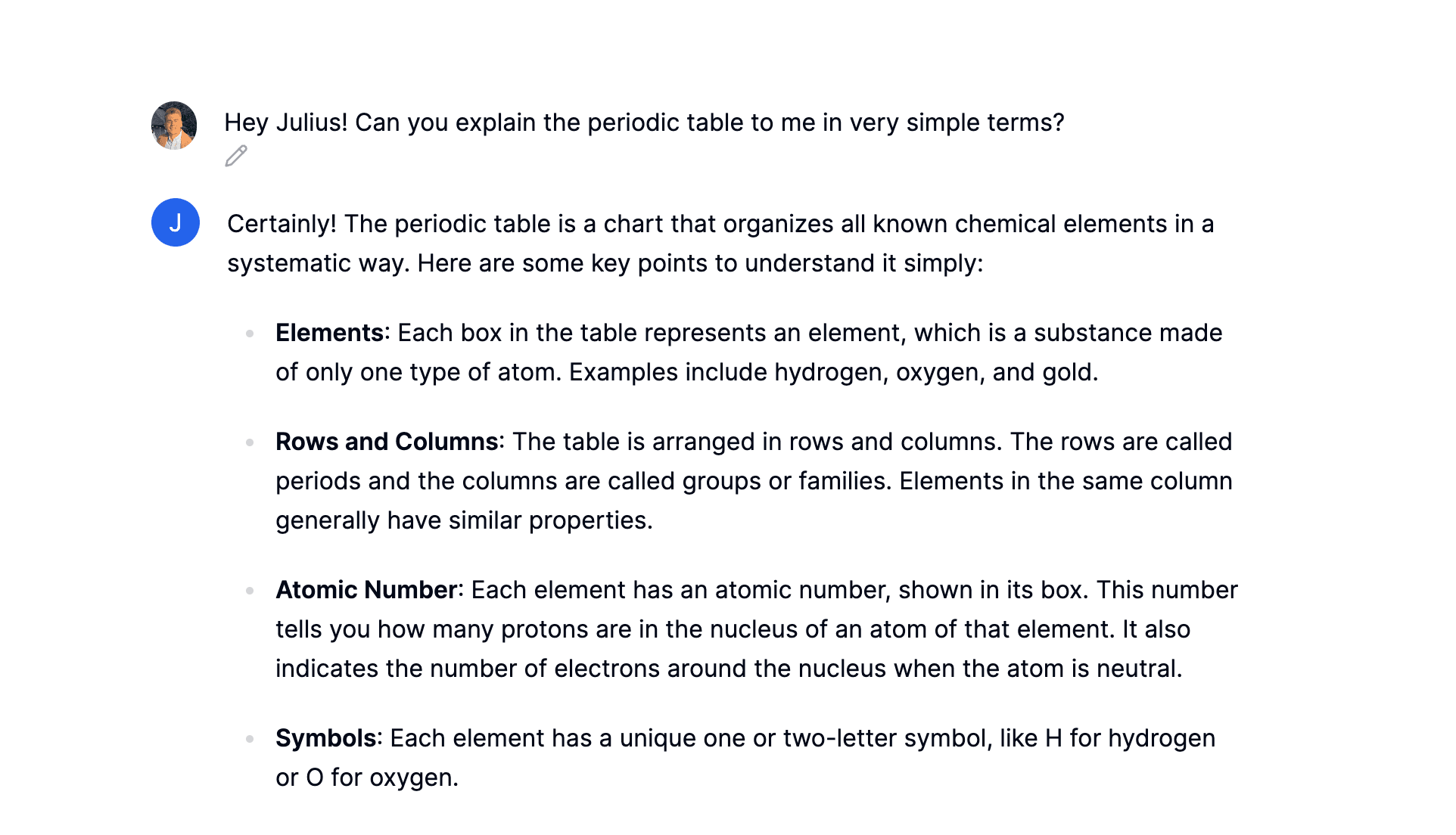 AI explanation of the periodic table.